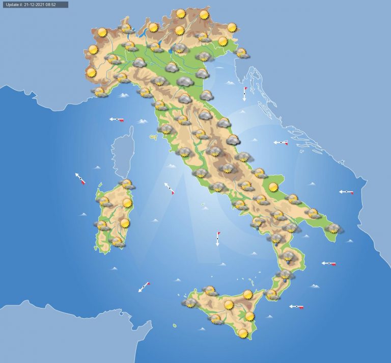 PREVISIONI METEO domani 22 dicembre: tempo asciutto in ITALIA, locali piogge solo su queste regioni