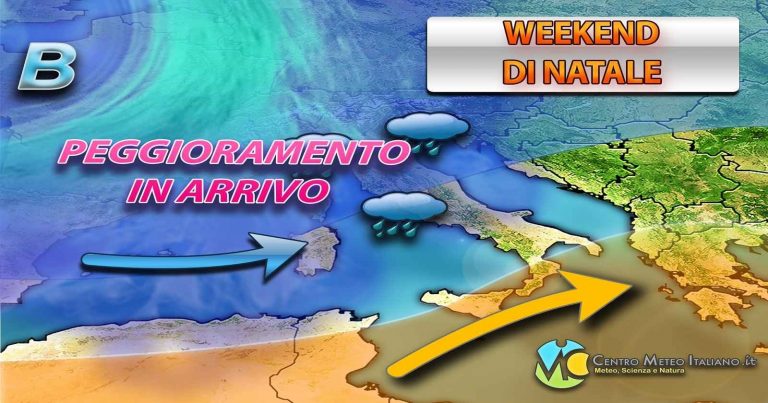 METEO – WEEKEND di NATALE alle prese con il forte MALTEMPO e il ritorno della NEVE e dei TEMPORALI, i dettagli