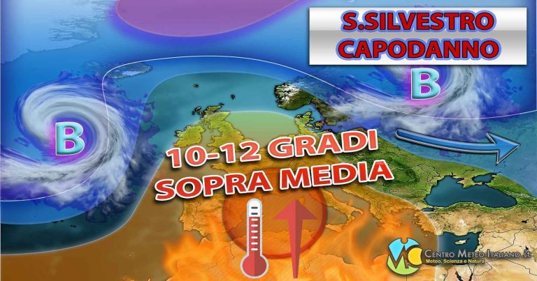 METEO – SAN SILVESTRO e CAPODANNO stabili e con CALDO anomalo grazie all’arrivo dell’ANTICICLONE