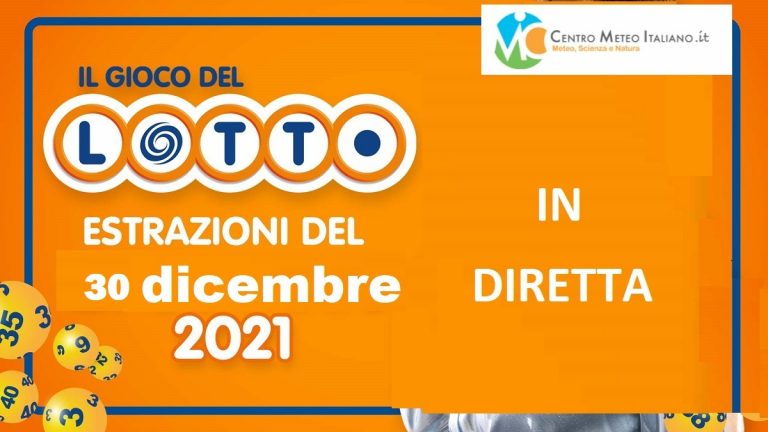 Lotto e Superenalotto estrazioni di giovedì 30 dicembre 2021: ecco i numeri vincenti, meteo e almanacco Lotto e Superenalotto estrazioni di giovedì 30 dicembre 2021: ecco i numeri vincenti, meteo e almanacco