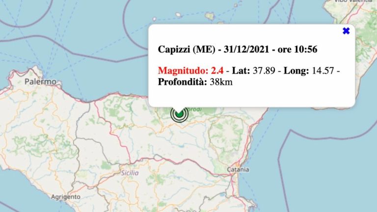Terremoto in Sicilia oggi, venerdì 31 dicembre 2021: scossa M 2.4 in provincia di Messina | Dati INGV Terremoto in Sicilia oggi, venerdì 31 dicembre 2021: scossa M 2.4 in provincia di Messina | Dati INGV