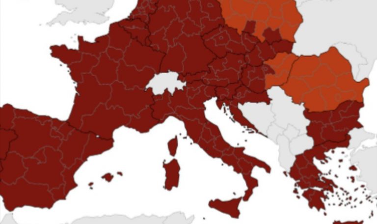 Coronavirus, nuova mappa Ecdc: tutta Italia in zona rosso scuro. Ecco i dettagli