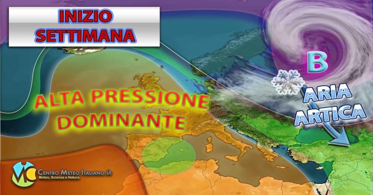 METEO – Prossima settimana ALTA PRESSIONE ancora ingombrante, IRRUZIONE ARTICA ad est dell’ITALIA. La TENDENZA