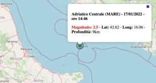 terremoto oggi italia lunedì 17 gennaio 2022