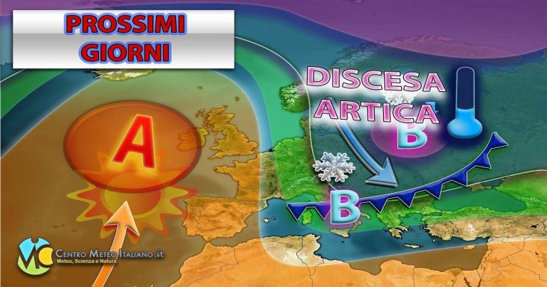 METEO – ATTACCO ARTICO in arrivo in ITALIA con MALTEMPO e CROLLO TERMICO: torna la NEVE a BASSA QUOTA