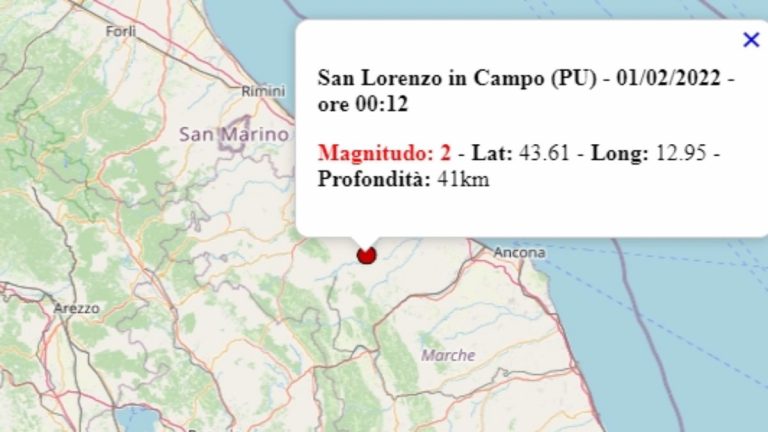 Terremoto nelle Marche oggi, 1 febbraio 2022, scossa M 2.0 in provincia di Pesaro Urbino – Dati Ingv Terremoto nelle Marche oggi, 1 febbraio 2022, scossa M 2.0 in provincia di Pesaro Urbino – Dati Ingv