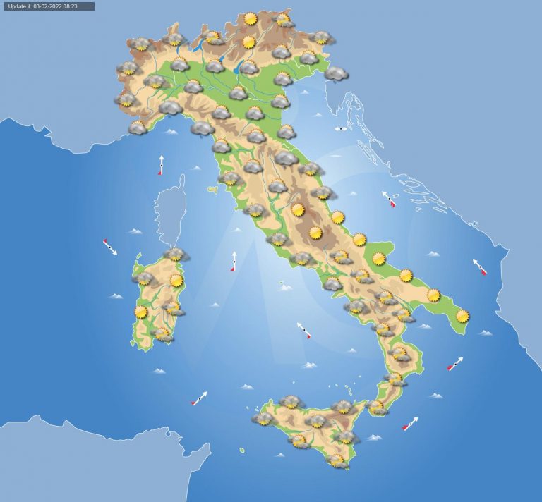 PREVISIONI METEO domani 4 febbraio: nuvolosità in aumento e deboli piogge in ITALIA, vediamo dove