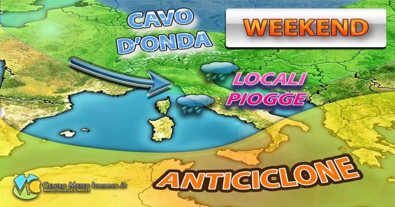 METEO – Passaggio di MALTEMPO nel WEEKEND con ROVESCI, ma non ovunque: ecco i dettagli