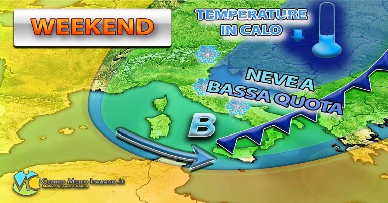 METEO – ESPLODE l’INVERNO nel WEEKEND con ritorno di possibili TEMPORALI e NEVE a BASSA QUOTA