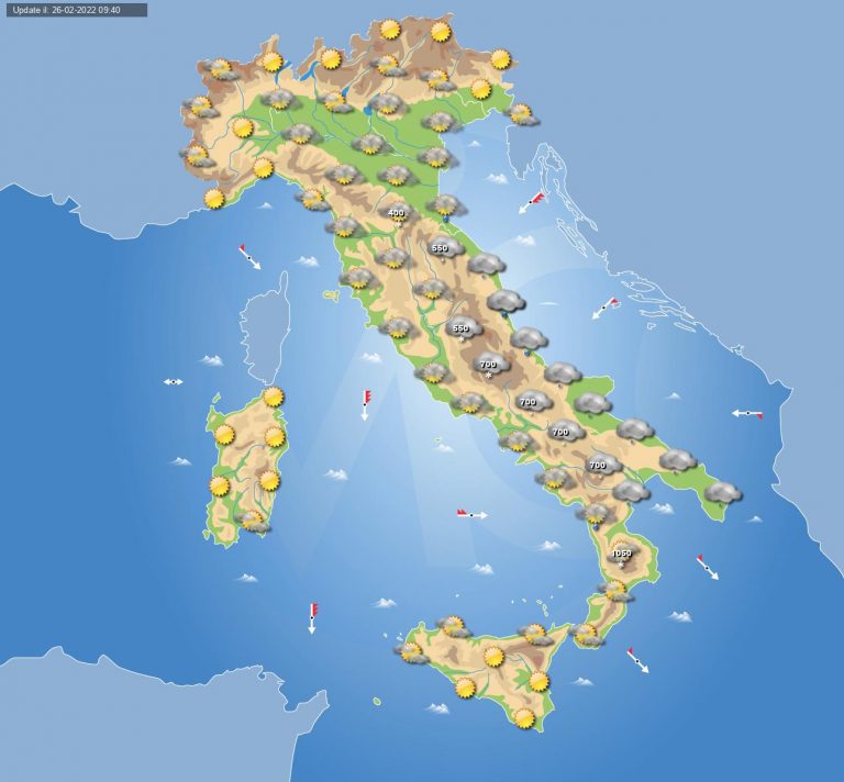 PREVISIONI METEO domani 27 febbraio: residuo maltempo in ITALIA con piogge e neve, ecco dove