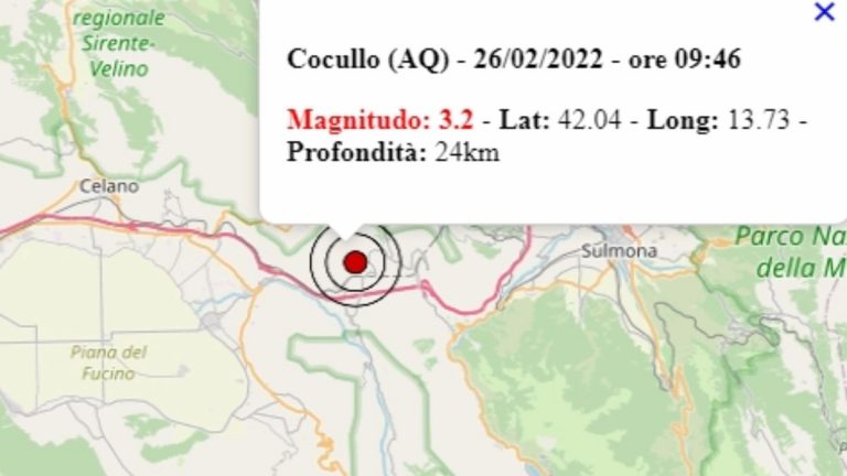 Terremoto in Abruzzo oggi, 26 febbraio 2022: scossa M 3.2 avvertita in provincia dell’Aquila – Dati Ingv