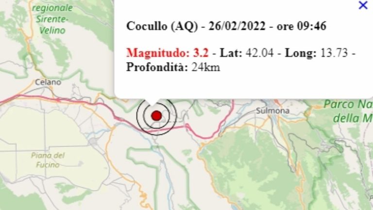 Terremoto in Abruzzo oggi, 26 febbraio 2022: scossa M 3.2 avvertita in provincia dell’Aquila – Dati Ingv Terremoto in Abruzzo oggi, 26 febbraio 2022: scossa M 3.2 avvertita in provincia dell’Aquila – Dati Ingv