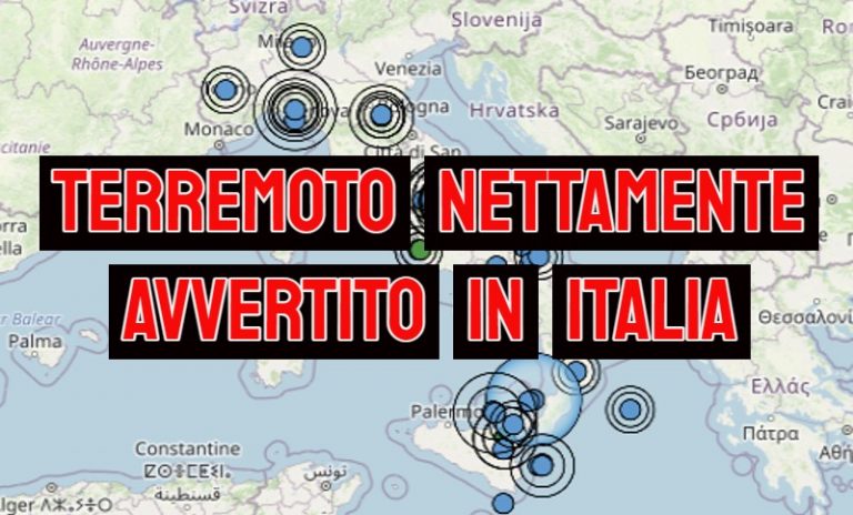 Terremoto nettamente avvertito dalla popolazione. Zone colpite e dati ufficiali INGV