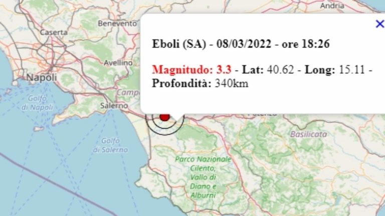 Terremoto in Campania oggi, 8 marzo 2022: scossa M 3.3 avvertita in provincia di Salerno | Dati Ingv Terremoto in Campania oggi, 8 marzo 2022: scossa M 3.3 avvertita in provincia di Salerno | Dati Ingv