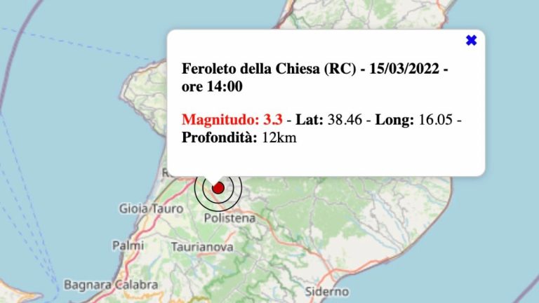 Terremoto in Calabria oggi, martedì 15 marzo 2022: scossa M 3.3 in provincia di Reggio Calabria | Dati INGV