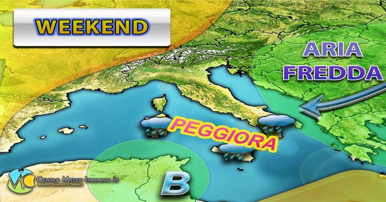 METEO – ATTENZIONE, nel WEEKEND in arrivo forte MALTEMPO e CALO TERMICO sull’ITALIA, ecco i dettagli