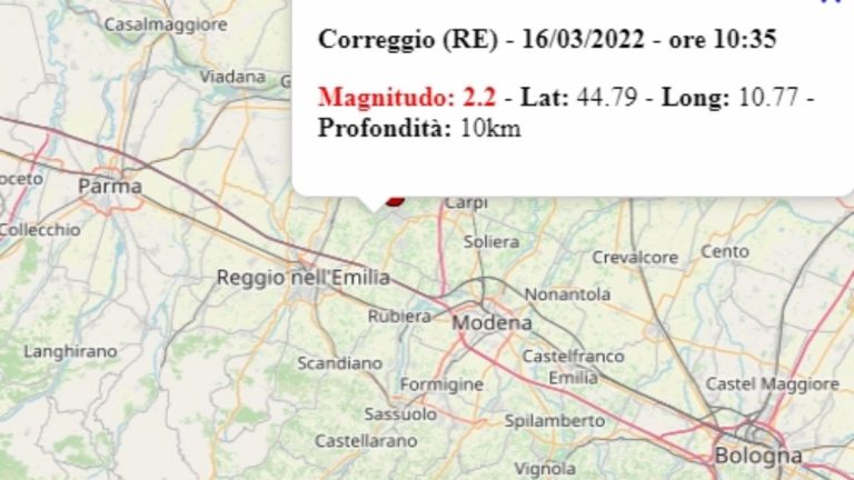 Terremoto oggi in Emilia Romagna, 16 marzo 2022: scossa M 2.2 in provincia di Reggio Emilia – Dati Ingv Terremoto oggi in Emilia Romagna, 16 marzo 2022: scossa M 2.2 in provincia di Reggio Emilia – Dati Ingv