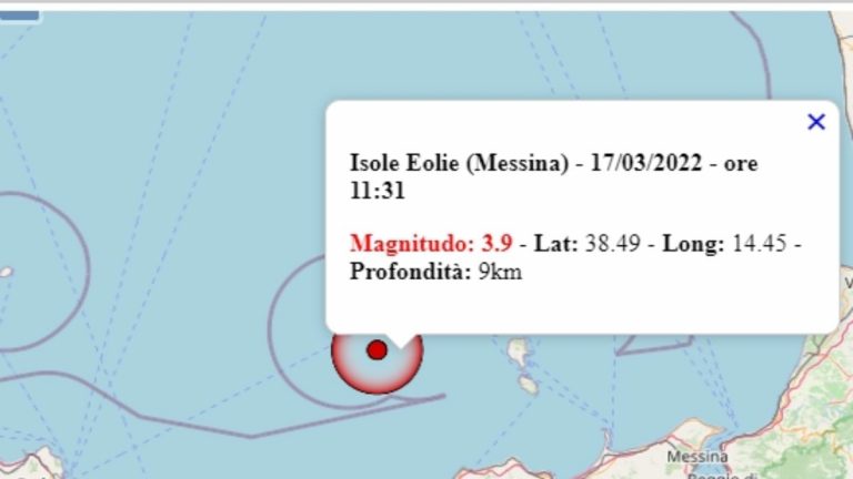 Terremoto in Sicilia oggi, 17 marzo 2022, intensa scossa M 3.8 in provincia Messina – Dati Ingv