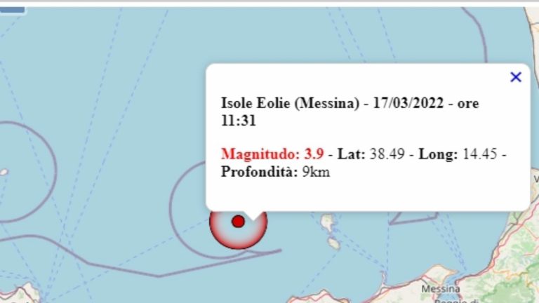 Terremoto in Sicilia oggi, 17 marzo 2022, intensa scossa M 3.8 in provincia Messina – Dati Ingv Terremoto in Sicilia oggi, 17 marzo 2022, intensa scossa M 3.8 in provincia Messina – Dati Ingv
