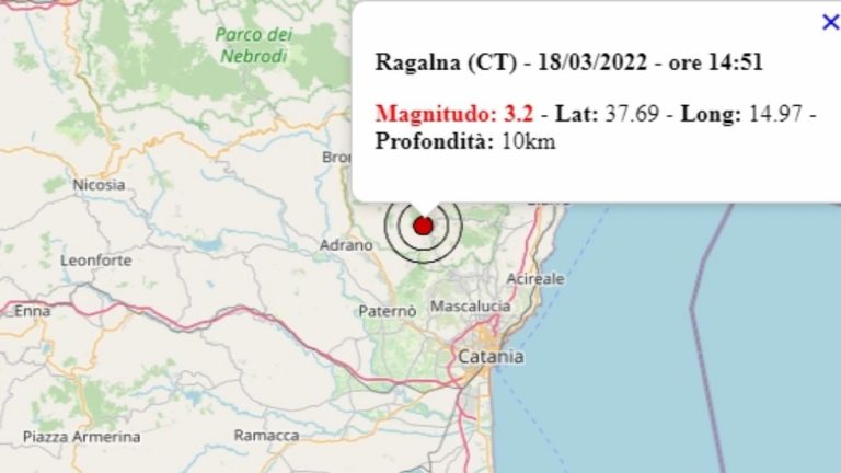 Terremoto in Sicilia oggi, 18 marzo 2022, scossa M 3.2 avvertita in provincia di Catania – Dati Ingv