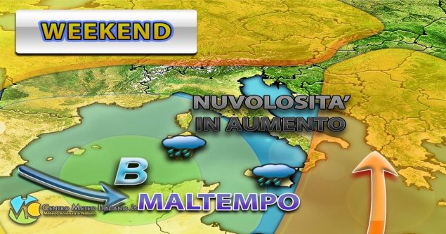 METEO – PEGGIORAMENTO in arrivo in ITALIA nel WEEKEND, con PIOGGE e ROVESCI: i dettagli