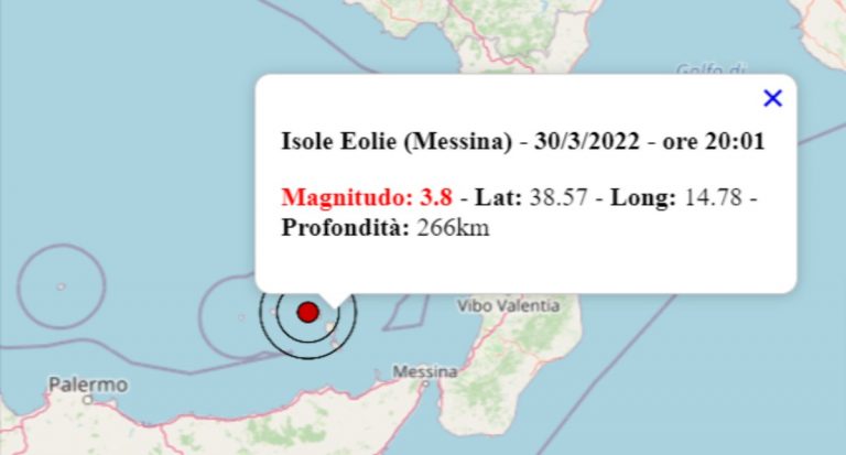 Terremoto oggi in Sicilia, 30 marzo 2022: scossa M 3.8 alle Isole Eolie – Dati INGV