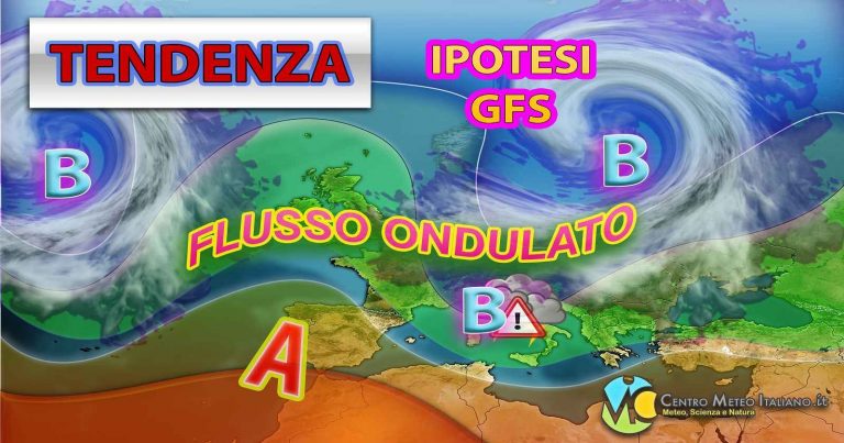 METEO – PIOGGE, TEMPORALI e NEVE nel WEEKEND, tempo instabile anche in settimana con clima FRESCO. La TENDENZA