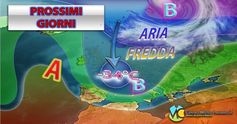 METEO WEEKEND – Maltempo INVERNALE con PIOGGE, TEMPORALI e NEVE quasi in pianura, arriva una -34°C in quota