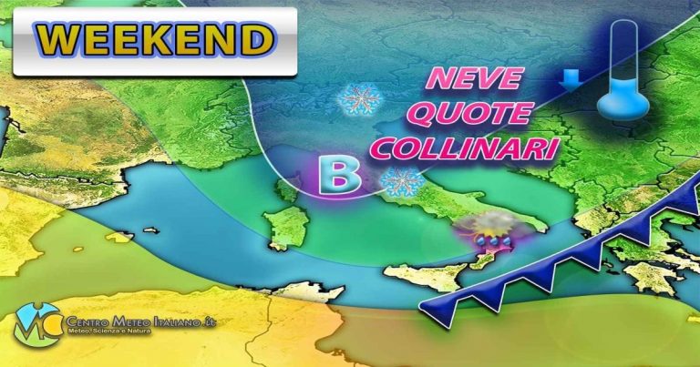 METEO – ATTACCO ARTICO nel WEEKEND, tornano PIOGGIA e NEVE e probabili TEMPORALI: i dettagli