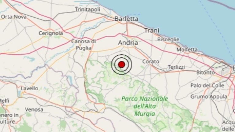 Terremoto in Puglia oggi, 7 aprile 2022, scossa M 2.7 a Andria – Dati Ingv