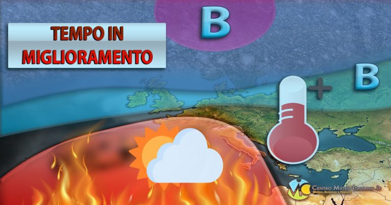 METEO – Miglioramento del tempo in ITALIA con assenza di fenomeni anche nelle PROSSIME ORE, i dettagli