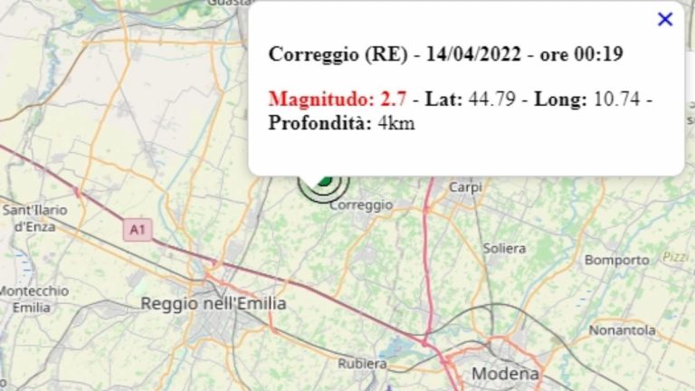Terremoto in Emilia Romagna oggi, 14 aprile 2022, scossa M 2.7 in provincia Reggio Emilia – Dati Ingv Terremoto in Emilia Romagna oggi, 14 aprile 2022, scossa M 2.7 in provincia Reggio Emilia – Dati Ingv