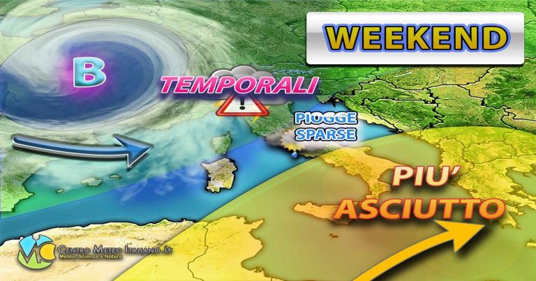 METEO – WEEKEND con ancora MALTEMPO al Nord, ma al Sud spunta la PRIMAVERA con TEMPERATURE oltre i 25°