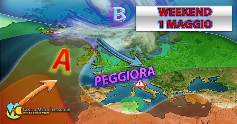METEO ITALIA – verso un weekend del 1 MAGGIO con instabilità in aumento, tornano acquazzoni e temporali