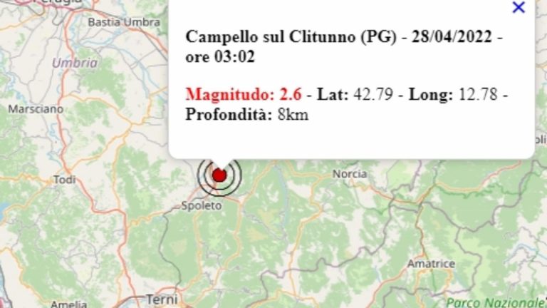 Terremoto in Umbria oggi, 28 aprile 2022: scossa M 2.6 in provincia di Perugia | Dati Ingv Terremoto in Umbria oggi, 28 aprile 2022: scossa M 2.6 in provincia di Perugia | Dati Ingv