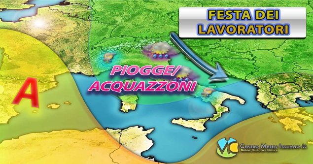 METEO - GOCCIA FREDDA in transito nel WEEKEND del PRIMO MAGGIO in ITALIA, torna il MALTEMPO con TEMPORALI