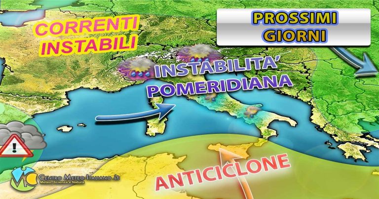 METEO – ITALIA in compagnia di INSTABILITA’ pomeridiana. A seguire torna il MALTEMPO, ma vediamo dove