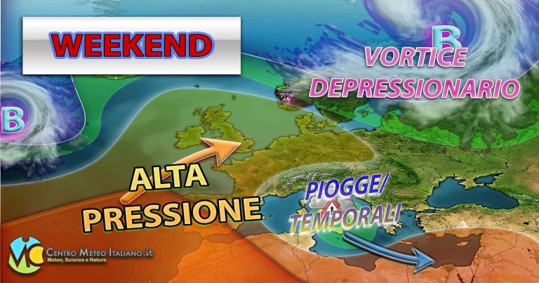 METEO – Forte PERTURBAZIONE in arrivo nel WEEKEND con MALTEMPO anche intenso: i dettagli