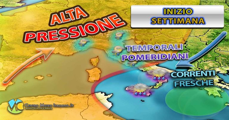 METEO – CIRCOLAZIONE di MALTEMPO porterà PIOGGE e TEMPORALI fino ad almeno INIZIO SETTIMANA, ecco dove