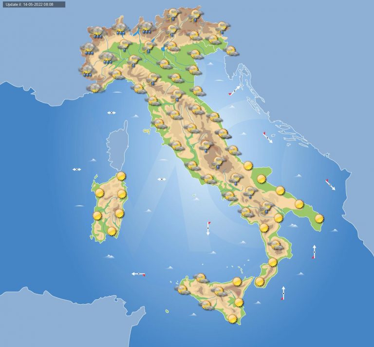 PREVISIONI METEO domani 15 maggio: instabilità in aumento su alcune regioni d’ITALIA con piogge e temporali