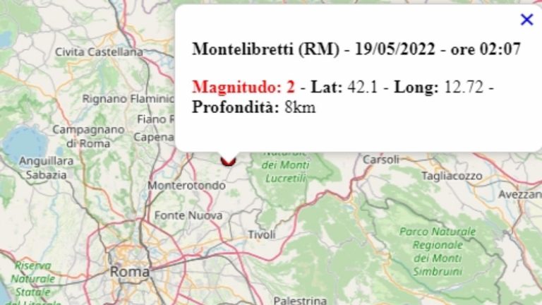 Terremoto nel Lazio oggi, 19 maggio 2022: scossa M 2.0 in provincia Roma | Dati INGV