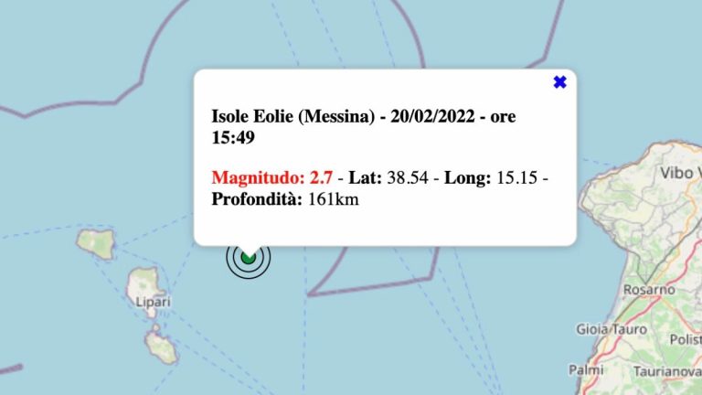 Terremoto in Sicilia oggi, venerdì 20 maggio 2022: scossa M 2.7 Isole Eolie | Dati INGV