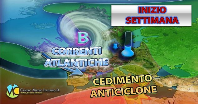 METEO - Un ARRETRAMENTO dell'ALTA PRESSIONE SPACCA a metà l'ITALIA tra MALTEMPO e CALDO ROVENTE