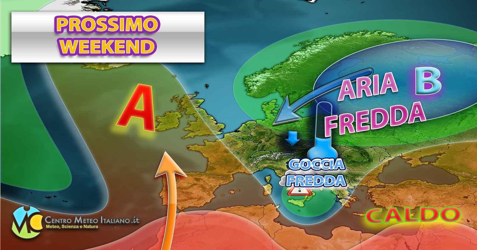 Goccia fredda e qualche temporale in più nel weekend