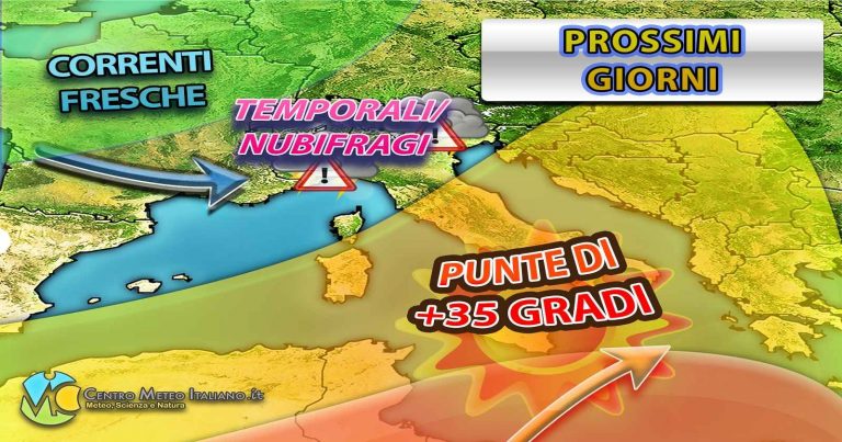 METEO – GOCCIA FREDDA in graduale avvicinamento verso l’ITALIA, TEMPORALI e possibili GRANDINATE, ecco quando