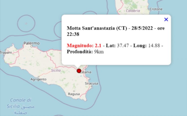 Terremoto oggi in Sicilia, 28 maggio 2022: scossa M 2.1 in provincia di Catania – Dati INGV Terremoto oggi in Sicilia, 28 maggio 2022: scossa M 2.1 in provincia di Catania – Dati INGV