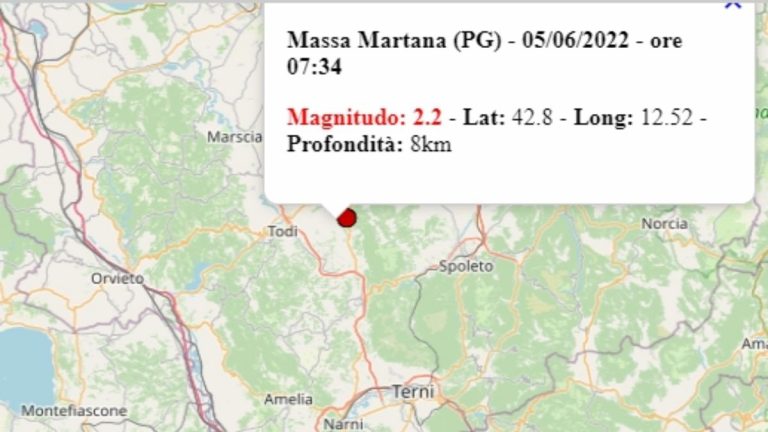 Terremoto in Umbria oggi, 5 giugno 2022, scossa M 2.2 in provincia Perugia – Dati Ingv