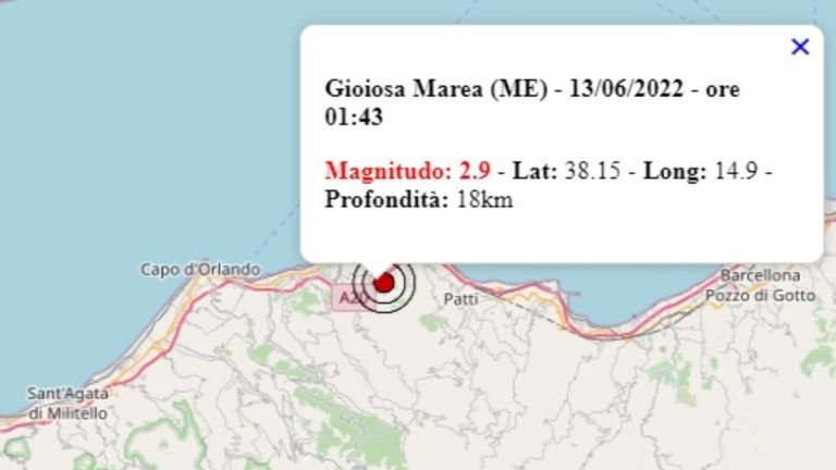 Terremoto in Sicilia oggi, 13 giugno 2022: scossa M 2.9 in provincia di Messina – Dati Ingv