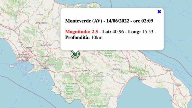 Terremoto in Campania oggi, martedì 14 giugno 2022: scossa M 2.5 in provincia di Avellino | Dati INGV