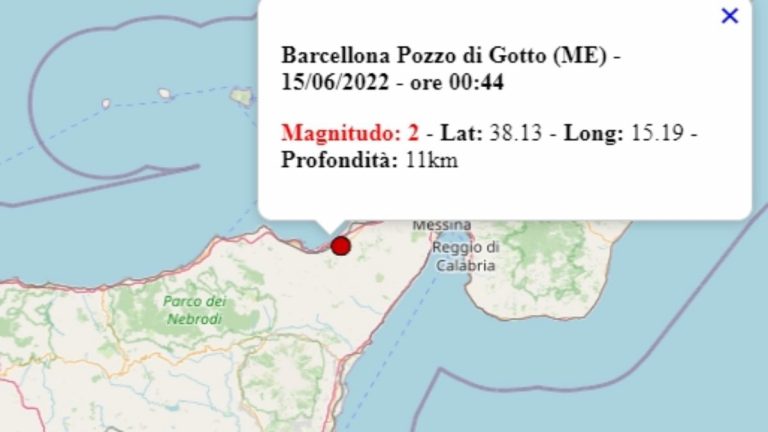 Terremoto in Sicilia oggi, 15 giugno 2022: scossa M 2.0 in provincia di Messina – Dati Ingv